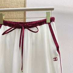 Burgundy High-Waisted Wide-Leg Pants