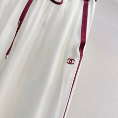 Burgundy High-Waisted Wide-Leg Pants