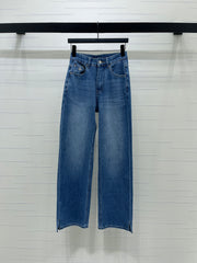 Straight-leg denim trousers