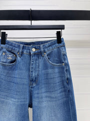 Straight-leg denim trousers
