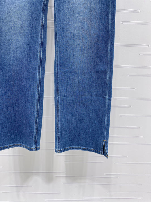 Straight-leg denim trousers