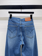 Straight-leg denim trousers