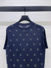 Openwork Knit Crew Neck Short-Sleeve Top