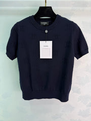 Jacquard Knit Short-Sleeve T-Shirt