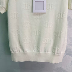 Jacquard Knit Short-Sleeve T-Shirt