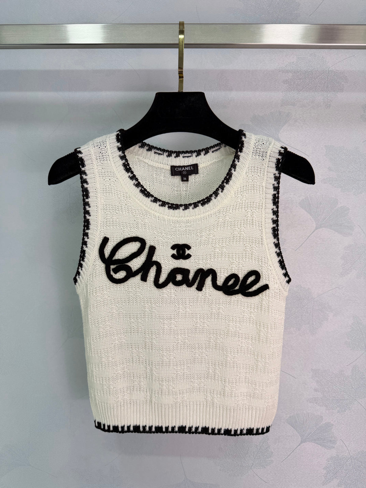 Embroidered-Trimmed Knit Vest