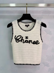 Embroidered-Trimmed Knit Vest