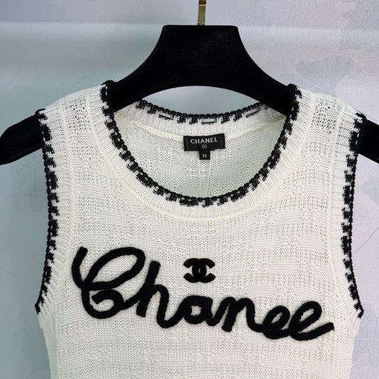 Embroidered-Trimmed Knit Vest