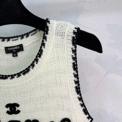 Embroidered-Trimmed Knit Vest