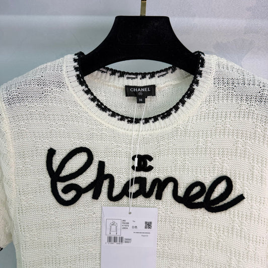 Embroidered-Trimmed Knit Short-Sleeve T-Shirt