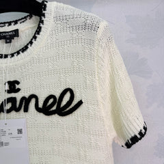Embroidered-Trimmed Knit Short-Sleeve T-Shirt