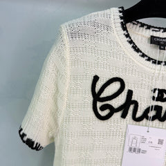 Embroidered-Trimmed Knit Short-Sleeve T-Shirt