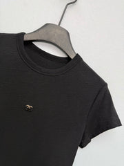 Jacquard Knit Short-Sleeve T-Shirt