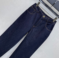 Embroidered Backpack Button Jeans