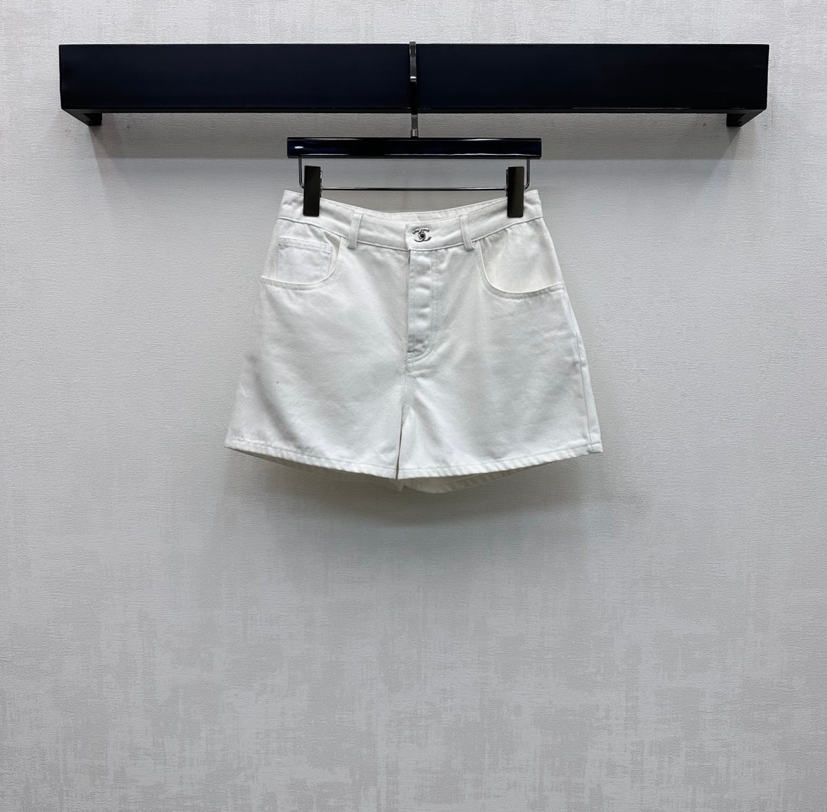 Embroidered Backpack Button Denim Shorts