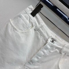 Embroidered Backpack Button Denim Shorts