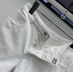 Embroidered Backpack Button Denim Shorts