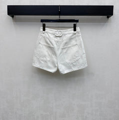 Embroidered Backpack Button Denim Shorts