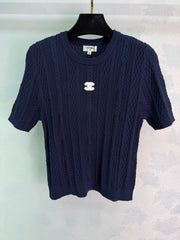 Embroidered Knit Short-Sleeve T-Shirt