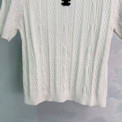 Embroidered Knit Short-Sleeve T-Shirt