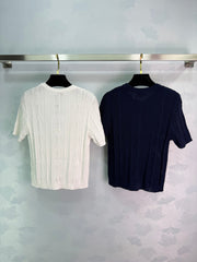 Embroidered Knit Short-Sleeve T-Shirt
