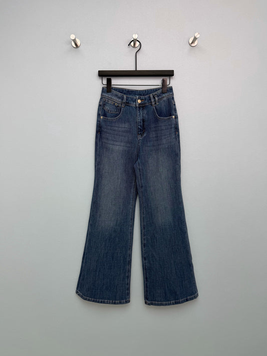 Retro-wash high-waisted wide-leg jeans