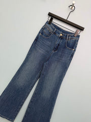 Retro-wash high-waisted wide-leg jeans