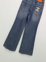 Retro-wash high-waisted wide-leg jeans