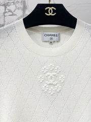Floral-Embroidered Crew-Neck Knit Sweater