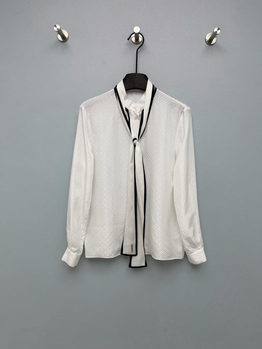Diamond Jacquard Silk Blouse