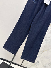 Raw-Denim Wide-Leg Jeans with Elastic Waist