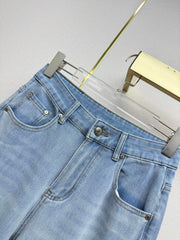 Straight-leg denim trousers