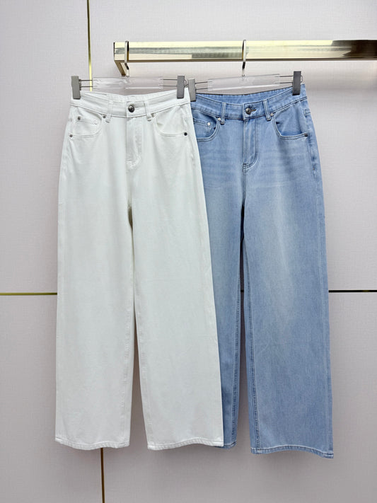 Straight-leg denim trousers