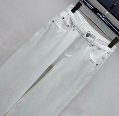 Rhinestone-Embellished Straight-Leg Denim Trousers