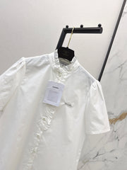 Short-Sleeve Shirt with Ruffled Trim