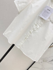 Short-Sleeve Shirt with Ruffled Trim