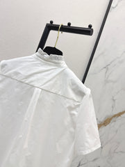 Short-Sleeve Shirt with Ruffled Trim