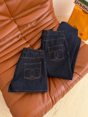 Jeans with a Twist-Lock Metal Buckle Design