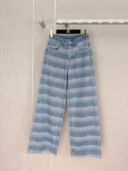 Logo-Striped Wide-Leg Denim Pants