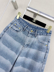 Logo-Striped Wide-Leg Denim Pants