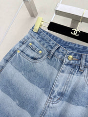 Logo-Striped Wide-Leg Denim Pants