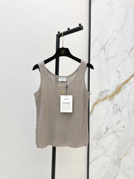 Rhinestone-Embellished Knit Vest