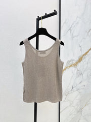 Rhinestone-Embellished Knit Vest