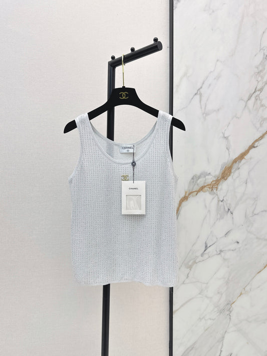 Rhinestone-Embellished Knit Vest