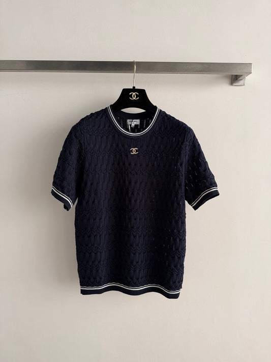 Open-Knit Short-Sleeve Top