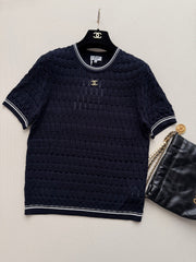 Open-Knit Short-Sleeve Top