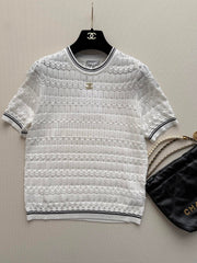 Open-Knit Short-Sleeve Top