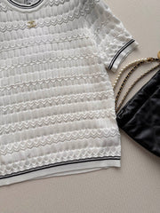 Open-Knit Short-Sleeve Top