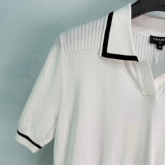 26  New White Knitted Polo Shirt
