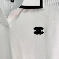 26  New White Knitted Polo Shirt